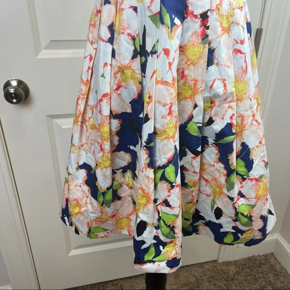 J Crew Collection Floral Cove V-neck Dress Cotton Sleeveless Size 6 - Picture 4 of 16